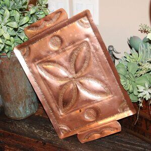 Large Ornate VTG Art Deco French Country Farmhouse Copper Tray